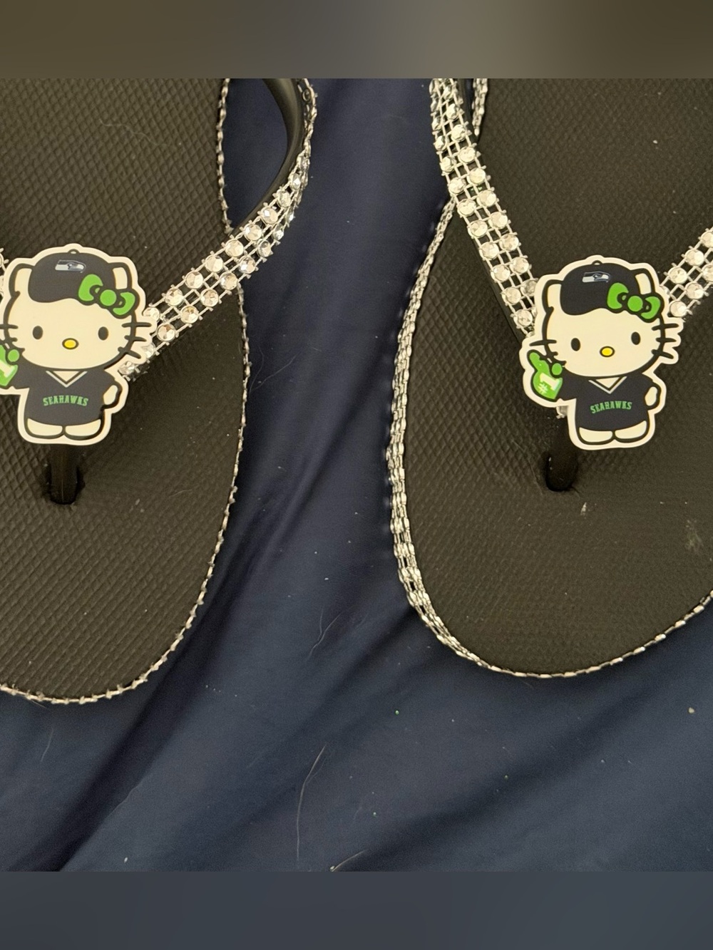 Hello Kitty Black Rhinestone Flip Flop Sandals